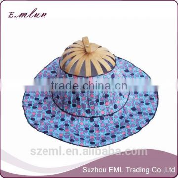 Chinese summer bamboo folding fan hat