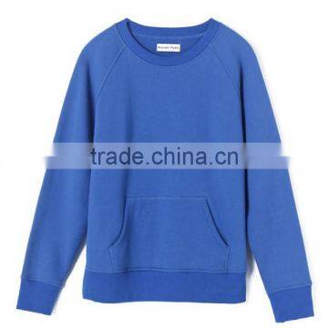 High Quality Simple Womens Pillover Plain O-neck Sweatshirts With Pocket photo-3