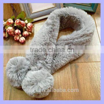 Whole Hid Thicken Rex Rabbit Fur Winter Sweet Cute Fur Pom Pom Ball Snood Neckerchief Super Quality Rabbit Fur Scarf Multi Color photo-4