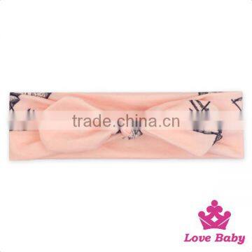 Girl Hair Accessories Pink Fabric Prnted Pattern Top Baby Headbands Designs photo-6