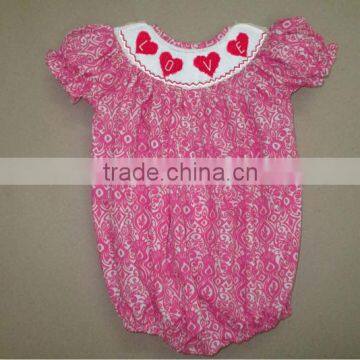 Damask Valentine smocked bubble for baby girls Spring 2014