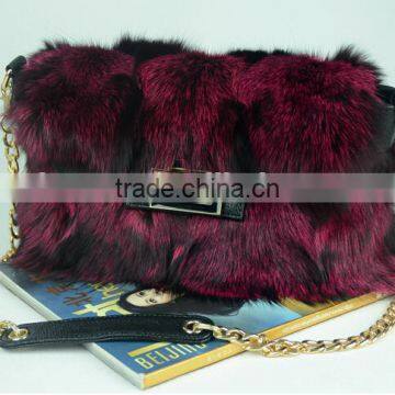 Fox Fur Dual-use Bags Handbags Fashion With Leather Trim photo-2