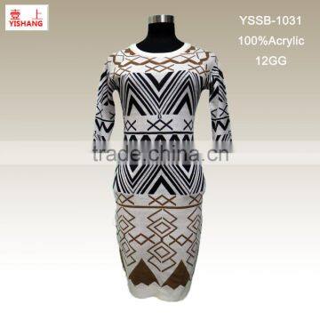 Picture Jacquard 100%Acrylic symmetry picture fashion sweater for lady