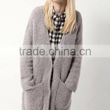 Newest Ladies v Neck Long Sweater Cardigan With Pockets photo-2