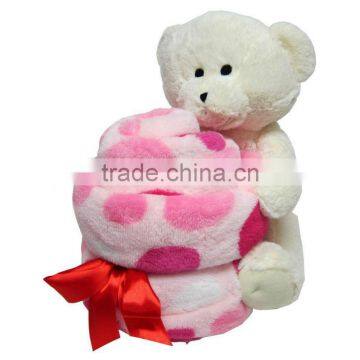 Plush Stuffed Bear with Throw Blanket Comfort GIFT SET