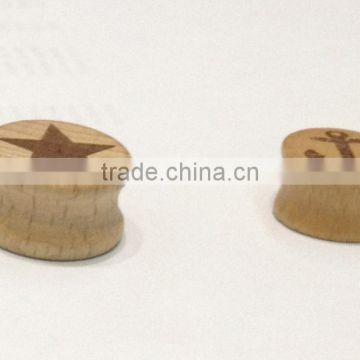 Plain Solid Wood Ear Expander Body Expander Wooden Ear Plug Star Anchor Icon Wood Body Piercing