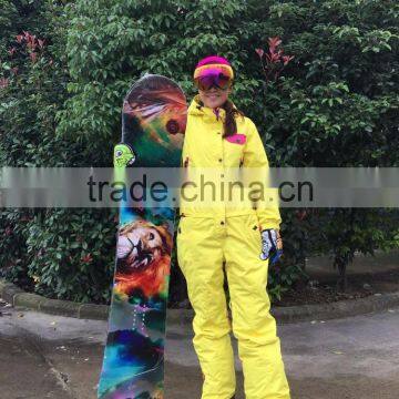 yellow women ski overall snowboarding ski suits with high quality