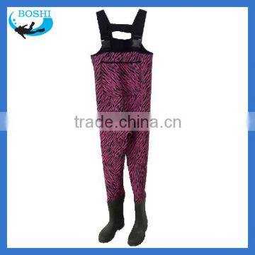 Customized pink camo neoprene chest fishing wader boots