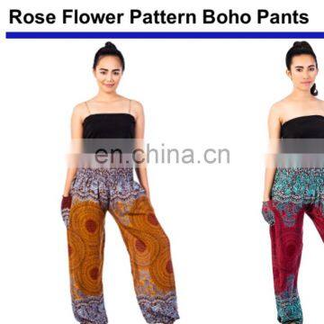 Rose Flower Boho Baggie Ginnie Yoga Aladin Thoursers Pants