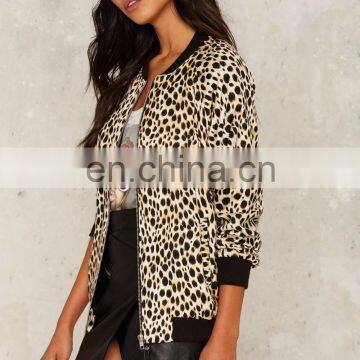 Cheetah Print Silver Zip Closure Bomber Design Jacket photo-2