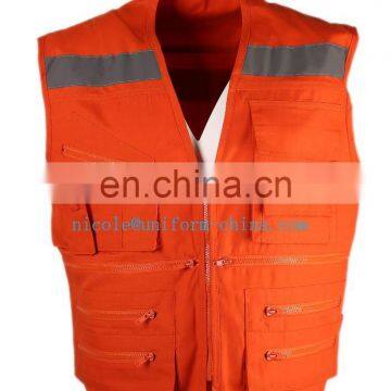 cheap safety refelctive work vest with many pockets for Chile market