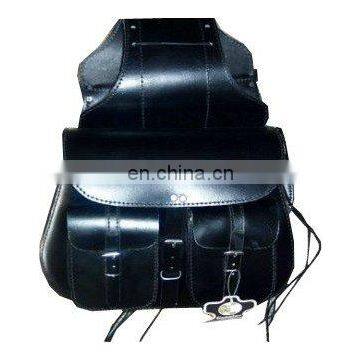 HMB-4040A LEATHER MOTORCYCLE SADDLE BAGS SET POCKETS STYLE STRAIGHT