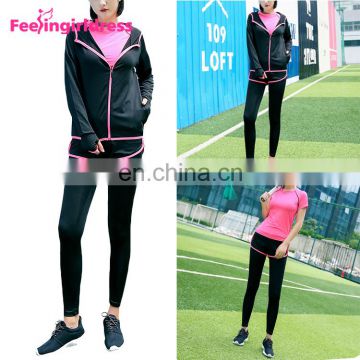 Latest Design Custom 5 Pieces Fitted Tracksuit Set Plain Women Sport Tracksuit