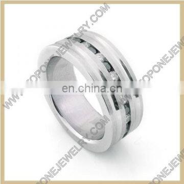 Fashion zirconium metal ring with channel setting micro pave CZ