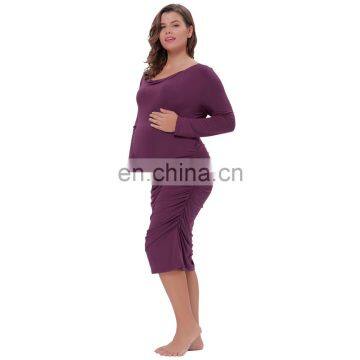 Kate Kasin Comfortable Long Sleeve Cotton Hips-Wrapped Bodycon Pencil Dress Pregnant Woman Dress Maternity Dress KK000615-1 photo-4