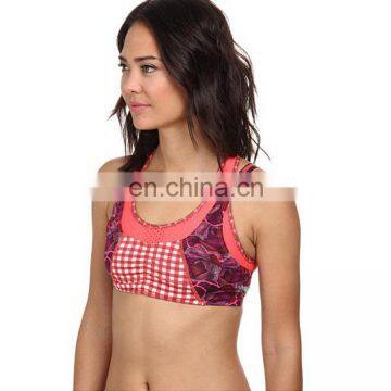 Yihao New Design Custom Plaid Cotton/spandex Dry Fit Womens Sport Wear Tight Fitness Sexy Yoga Bra photo-2