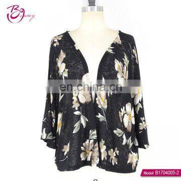 Polyester Fiber Long Sleeve Women Plain Black Cardigan For Sale