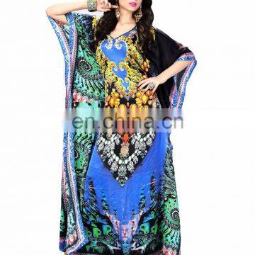 Satin Silk Kaftan 2017 / Women's Digital Printed Kurta / daily casual wear straight kaftan kurtas (kaftan dress)