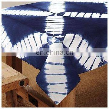 Shibori Indigo Blue Table Cloth , 60x90'' Size Cotton Table Cover tye dye Throw