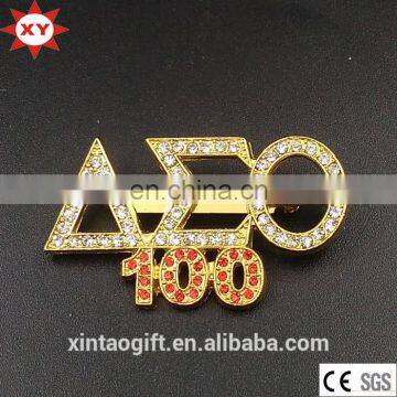 Zinc Alloy Material Rhinestone Lapel Pins Custom Logo