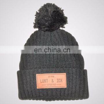 Custom Knitted Pom Beanie Hat With Custom Label photo-5