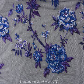 China High Quality Fabrics Floral Sequence Embroidery Net Lace Fabric photo-3