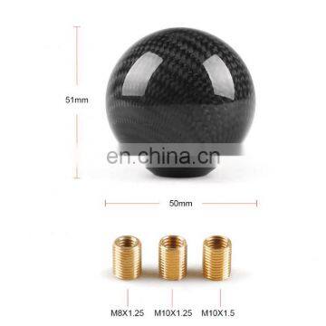 Hot Sale Car Modification Universal Gear Shift Knob Round Ball Shape Black Carbon Fiber Gear Shift Handle With Adapters BX101576 photo-4