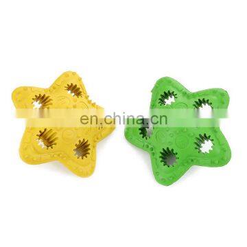 Rubber star shape pet toy treat food dispensing toy for dog