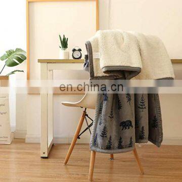 100% Polyester Sherpa Flannel Blanket Two Sides Brushed Cozy Fleece Throw photo-3