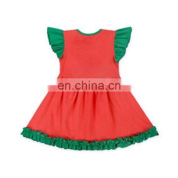 Fashion Children Summer Dress Ruffle Cotton Baby Girls Cute Red and Green Dress photo-4