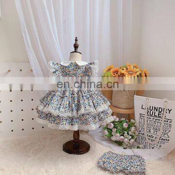 Spanish Lolita Girls Princess Dress Lace Stitching Sleeves Print Dress for Girl Birthday Party Easter Vestidos photo-2