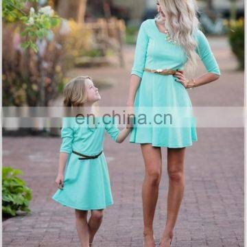 2019 Mother And Daughter Half Sleeve Dresses Family Princess Light Green Mother Daughter (this link for girls,1-13years)