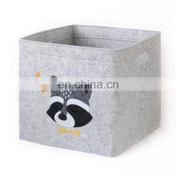 Hot Selling Collapsible Cube Linen Cloth Rectangle Folding Storage Box Stackable Felt Storage Boxes