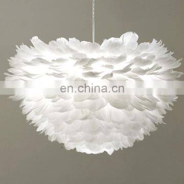 Feather Shade Chandelier Lighting White Indoor Ceiling Hanging Pendant Lights photo-6