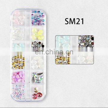 Colorful Mermaid AB Nail Rhinestone Pearl DIY 3D Nail Art Decorations