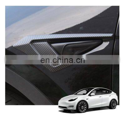 car accessories Bomely Fit Side Matte Carbon Fiber Pattern Side Camera Protection Cover for Tesla Model Y