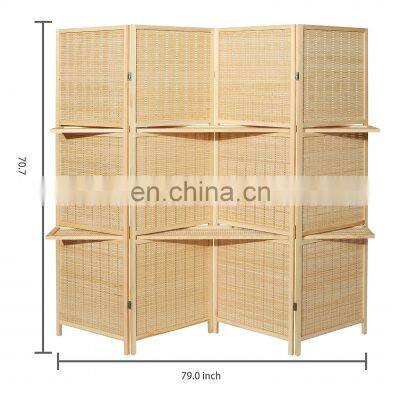 movable screens room dividers Bamboo 4 Panel Folding Room Divider Screen