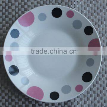 porcelain soup plate with dot decal