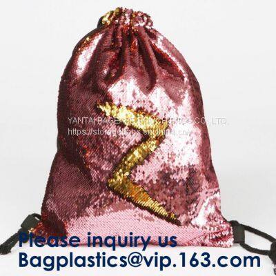 Fashion Bling Sublimation Magic Sequin Drawstring Backpack Bag,Glitter Mermaid Flip Sequin Bag Outdoor Shoulder Reversib