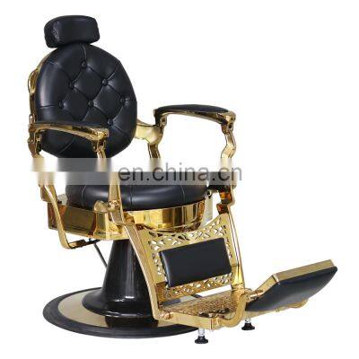 gold metal hair salon Equipment Reclining sillas de peluqueria barbershop furniture barber chair