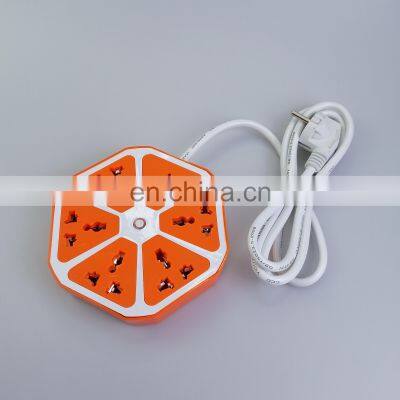 New round orange universal socket with USB socket extension socket 2022