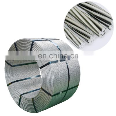 1860Mpa ASTM High quality silver 1mm 2mm 7 wire pc ht Twisted stainless steel strand rope galvanized steel wire strand