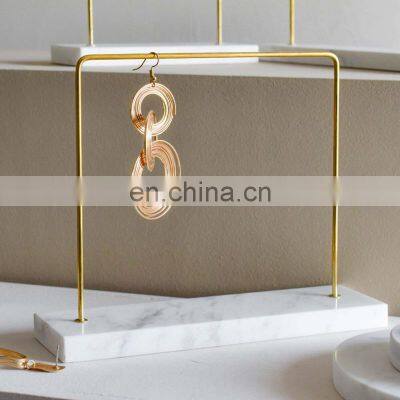 High Quality Bar Metal Marble Jewelry Stand Organizer Keychain Earring Necklace Stone Retail Display Rack photo-4