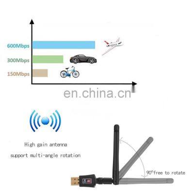 Hot Sale 360 Portable Wifi Dongle Usb Wireless Network Card Receiver 600Mbps For Laptop Desktop photo-4