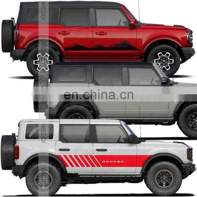 For Ford Bronco Body Side Stripe Skirt Roof Hood Decal Sticker  Vinyl Sport Badge Car Styling Accessories Red