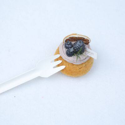 100% Bagasse Dinner Fork Sugarcane Biodegradable Tableware Disposable Bagasse Fork Serving Fork photo-3