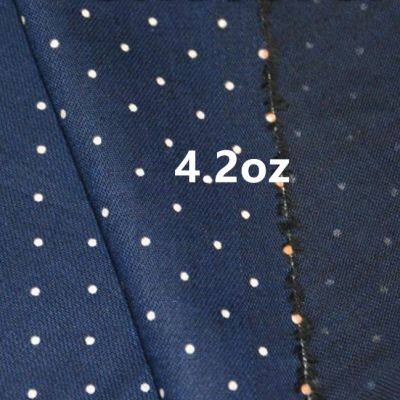 4.2oz Spring Denim Summer Dress Shirt Fabric Indigo Warp Black Weft White Polka Dot Denim Textile Manufacturers W186718P