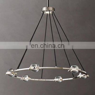 Customized Eclatant Metal Industrial Brass Glass Ball Round Chandelier Home Project Hotel Light Luxury Ceiling Lighting photo-5