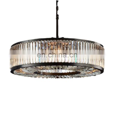 Hot Selling Customized round Crystal Chandelier LED Light Source Middle-Sized Pendant Lights for Home Living Room Dining Room