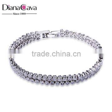 Sale Promotion 2 Rows Cubic Zirconia Clear Stones CZ Jewelry Women Tennis Bracelet